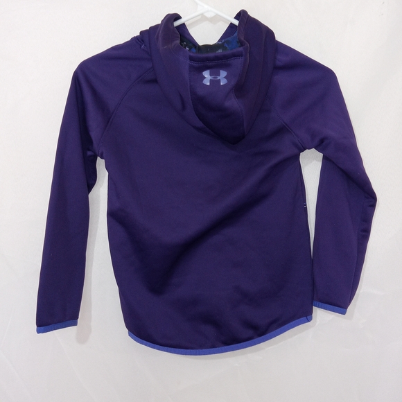 Under Armour Girls Purple Cold Gear Hoodie Youth Small Loose Fit Double Logo - Picture 4 of 8